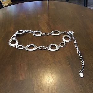 Silver linked chain belt